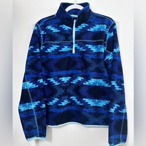 Aéropostale | Blue Aztec 1/4 Zip Fleece Sweatshirt Women’s Size L